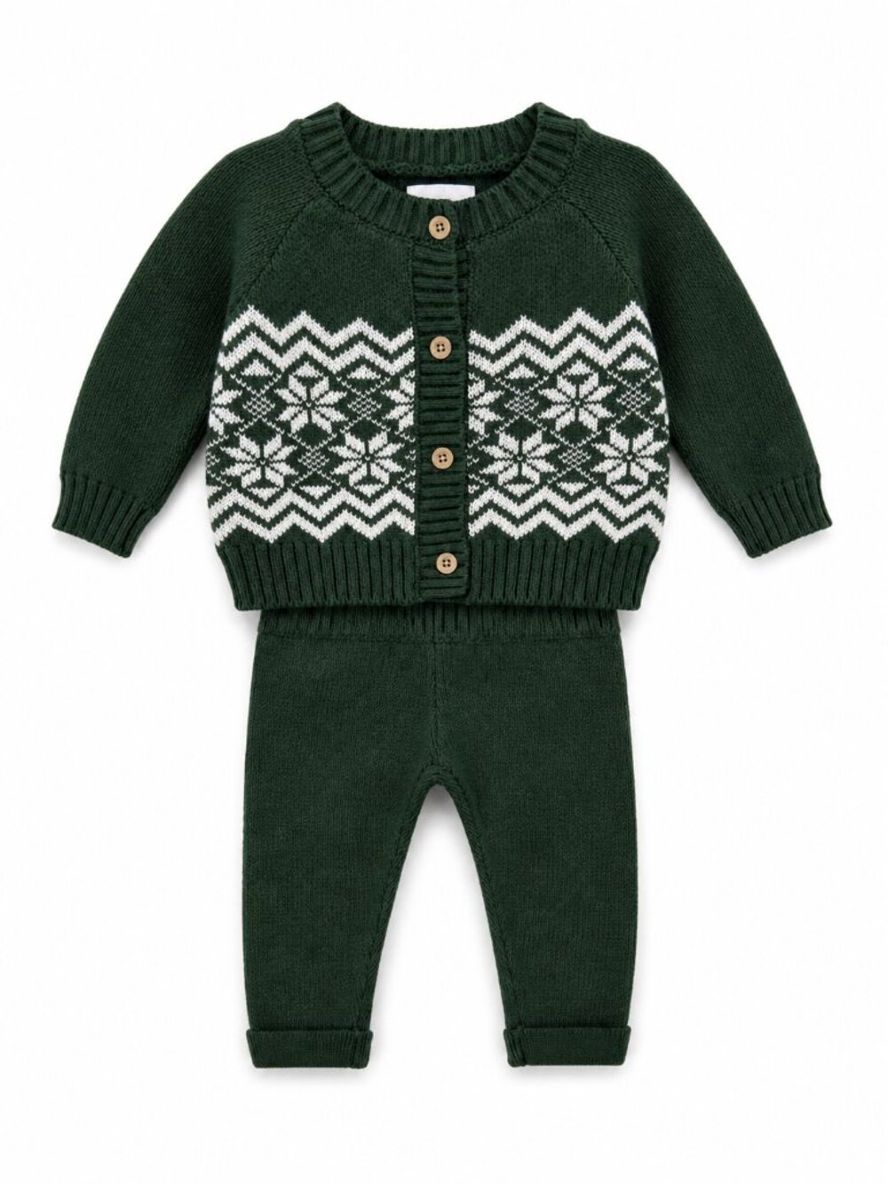NWT Cloud Island Baby Boy Knit Sweater Set Soft Green Winter Outfit